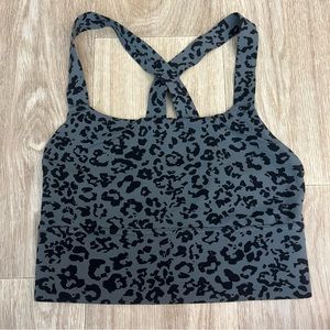 Athleta Grey Leopard Seamless buttery soft Sports Bra size xxs
